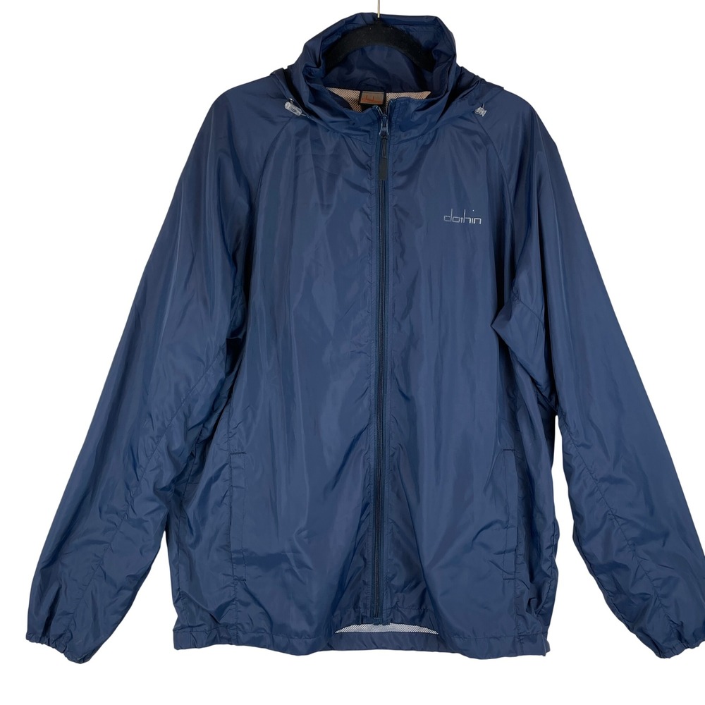 Clothin Mens Navy‎ Blue Hooded Windbreaker Jacket Mesh Lined XL CD13006